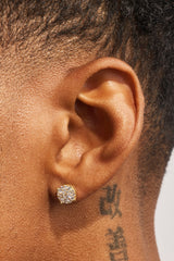 Iced Pave Round Stud Earrings - 7mm - Gold