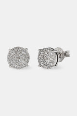Iced Pave Round Stud Earrings - 7mm - White