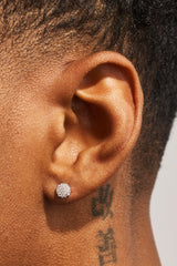 Iced Pave Round Stud Earrings - 5mm - White