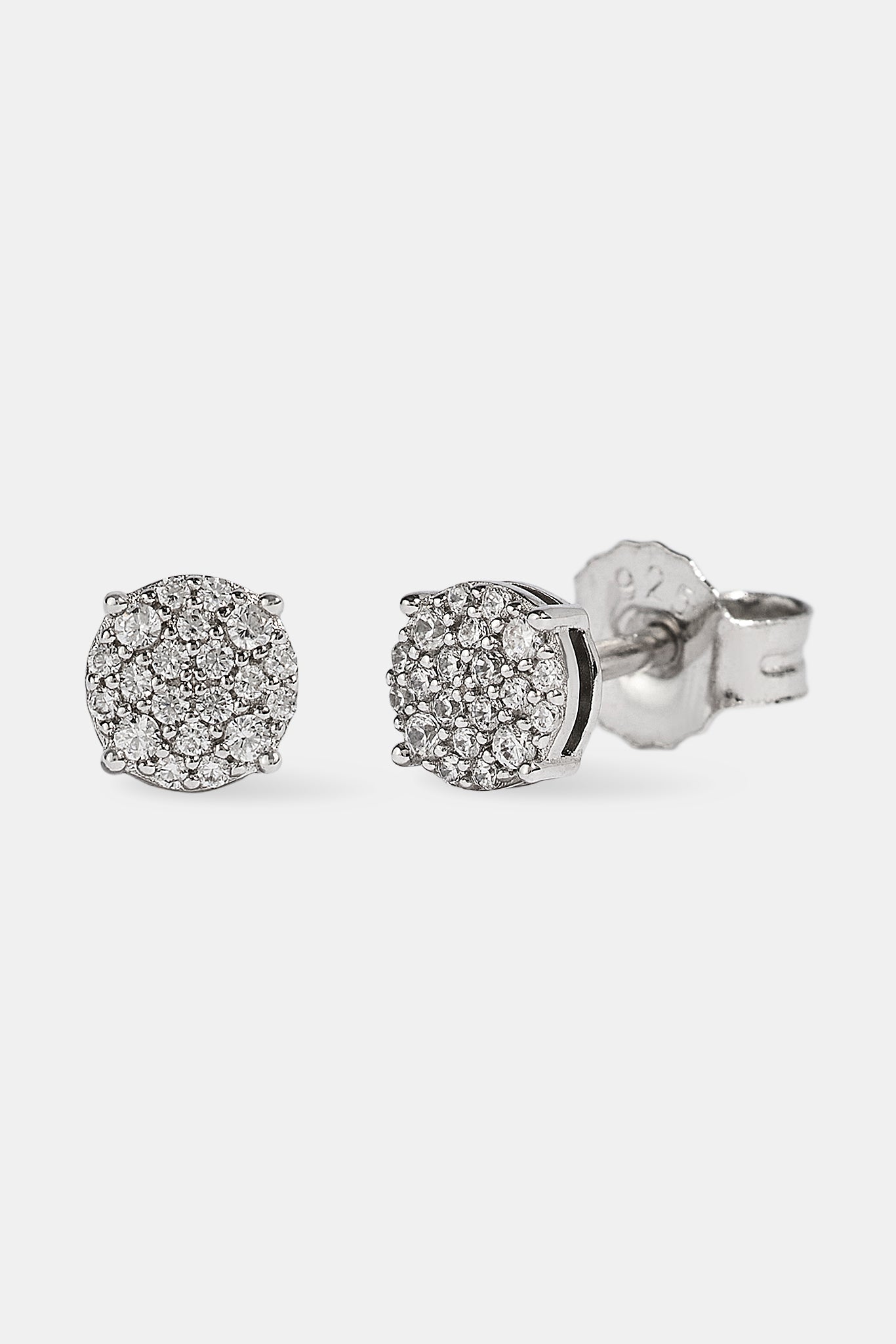 Iced Pave Round Stud Earrings - 5mm - White