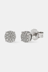 Iced Pave Round Stud Earrings - 5mm - White