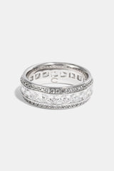 Iced Outline Square Stone Ring - 8mm - White