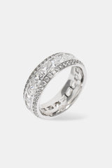 Iced Outline Square Stone Ring - 8mm - White