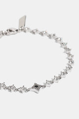 Black Enamel & CZ Stone Motif Bracelet - 6mm - White