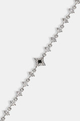 Black Enamel & CZ Stone Motif Bracelet - 6mm - White