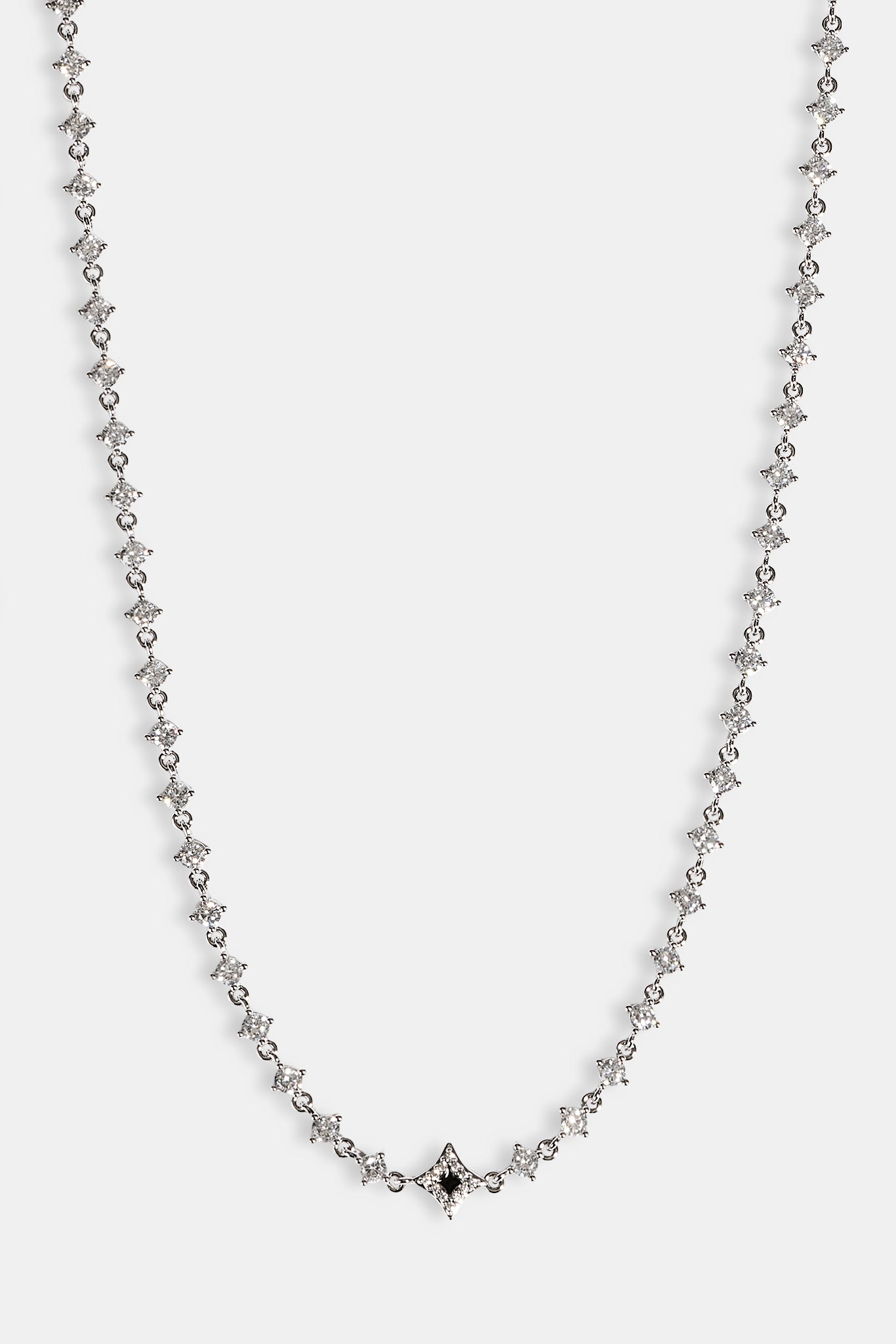 Black Enamel & CZ Stone Motif Chain - 6mm - White