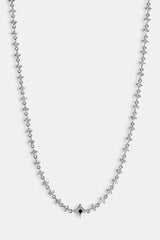 Black Enamel & CZ Stone Motif Chain - 6mm - White
