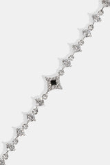 Black Enamel & CZ Stone Motif Chain - 6mm - White