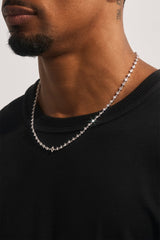Black Enamel & CZ Stone Motif Chain - 6mm - White