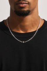 Black Enamel & CZ Stone Motif Chain - 6mm - White