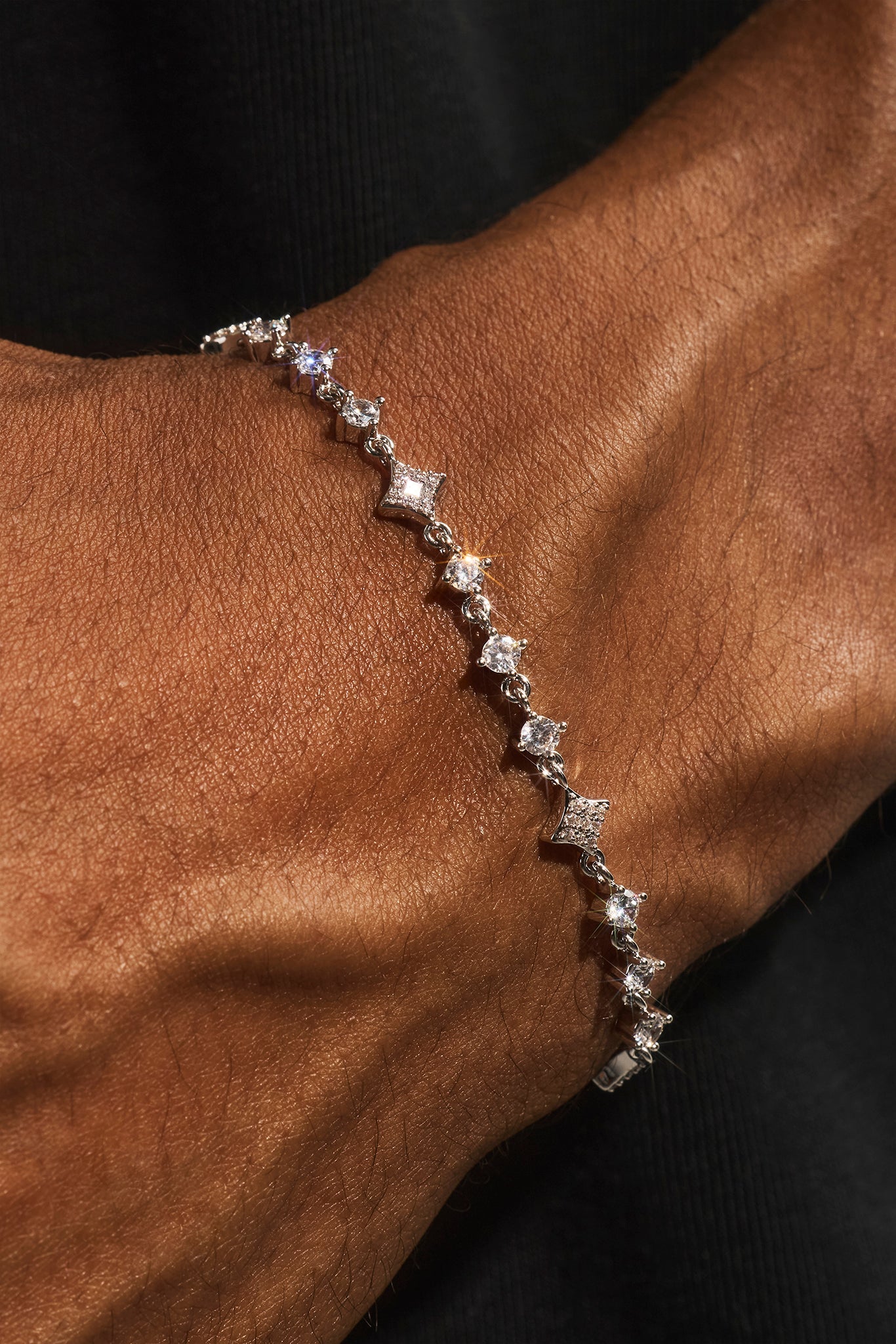 Iced & Mother Of Pearl Motif Bracelet - 6mm - White