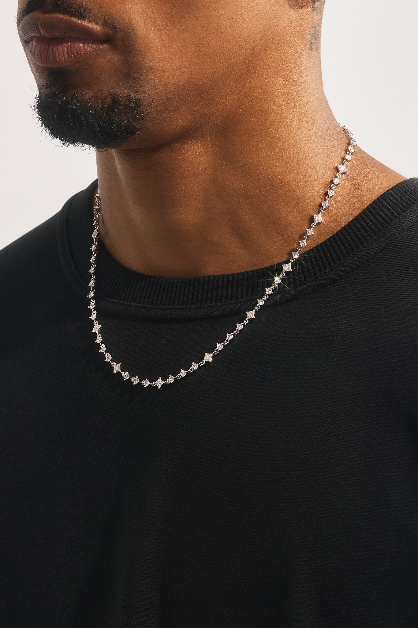 Iced & Mother Of Pearl Motif Chain - 6mm - White