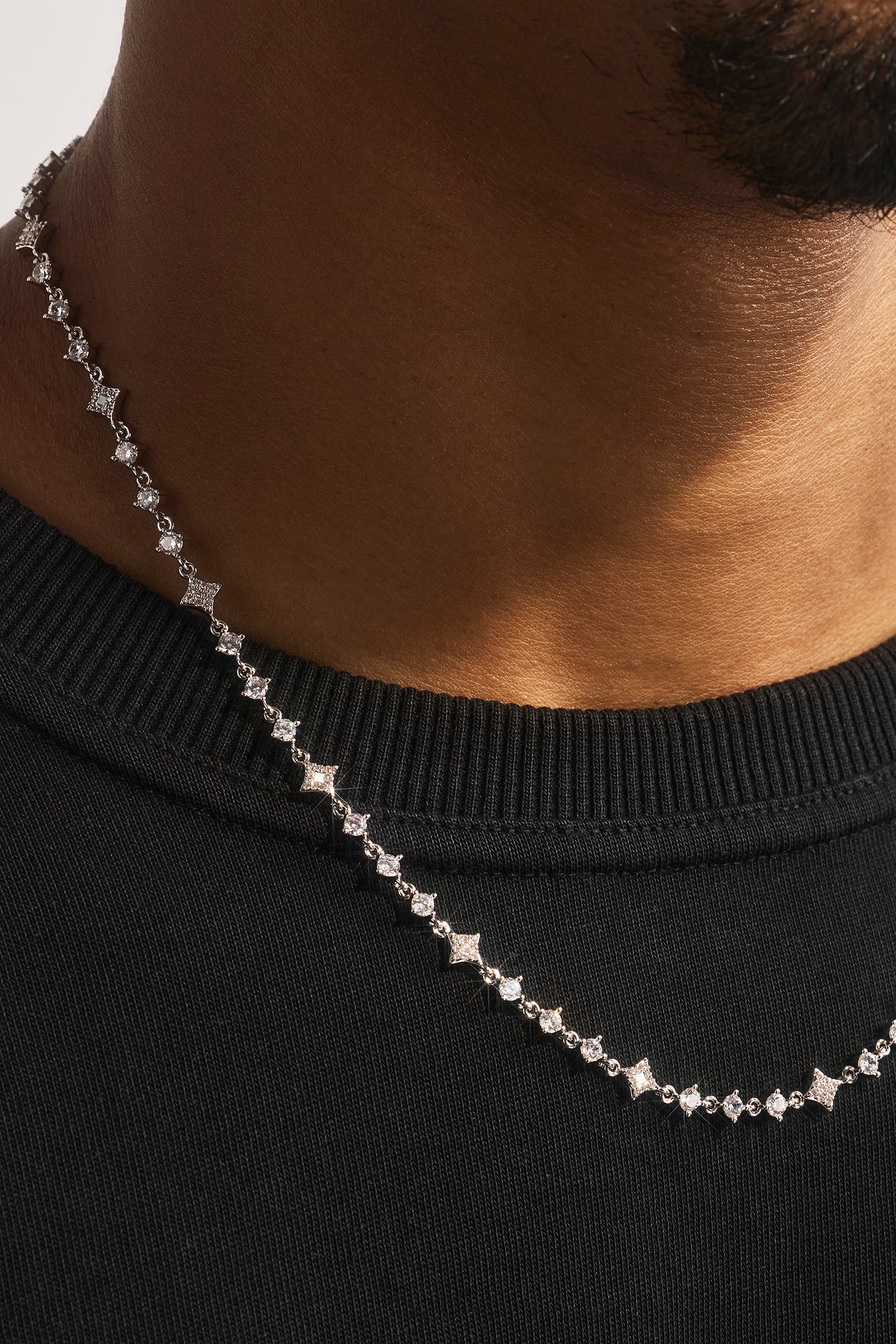 Iced & Mother Of Pearl Motif Chain - 6mm - White