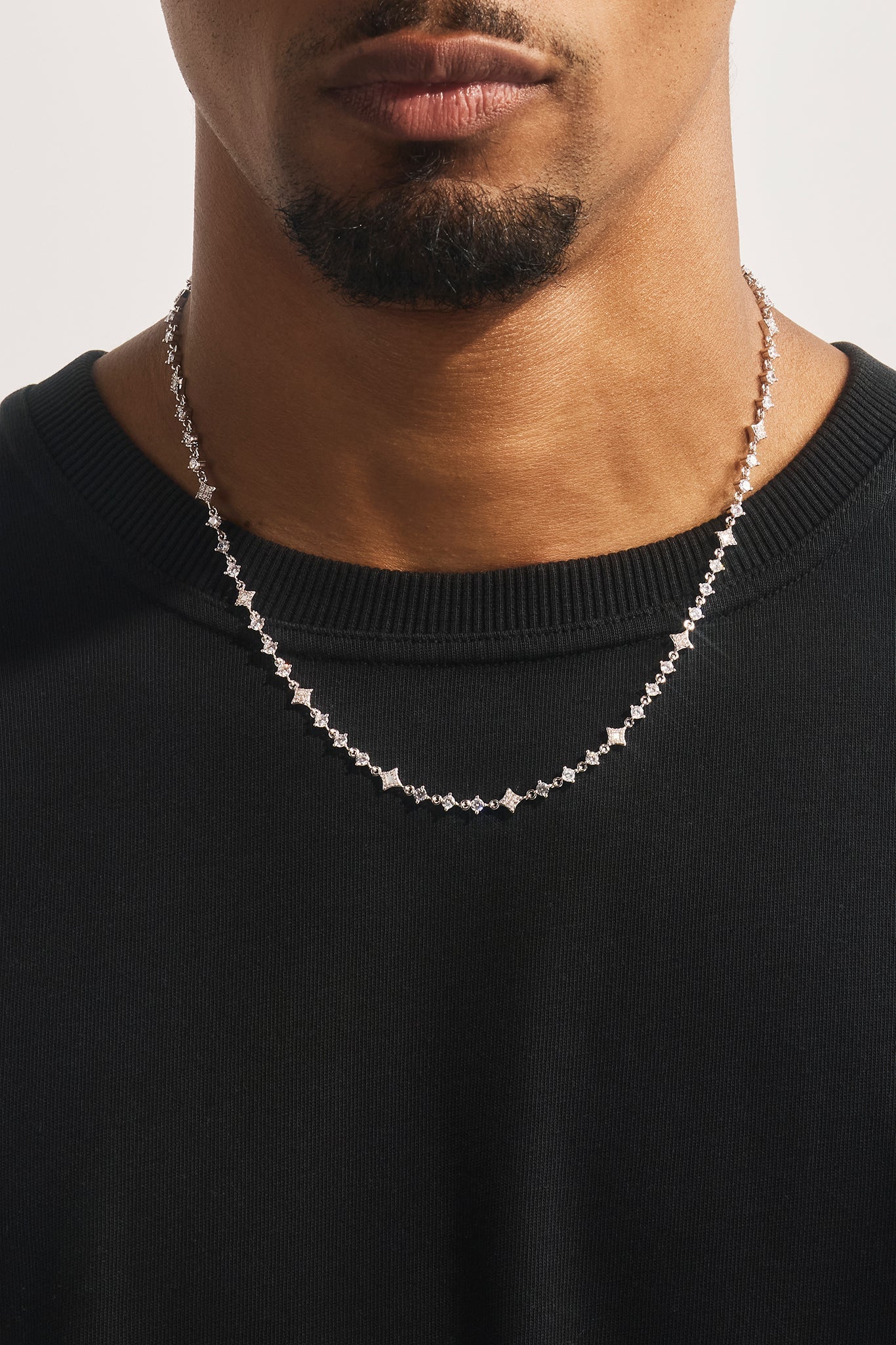 Iced & Mother Of Pearl Motif Chain - 6mm - White