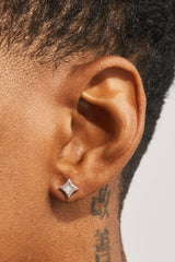 Iced Mother Of Pearl Star Stud Earrings - 7mm - White