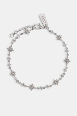 Iced Multi Star & CZ Stone Bracelet - 6mm - White