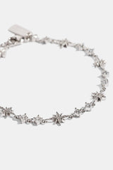 Iced Multi Star & CZ Stone Bracelet - 6mm - White