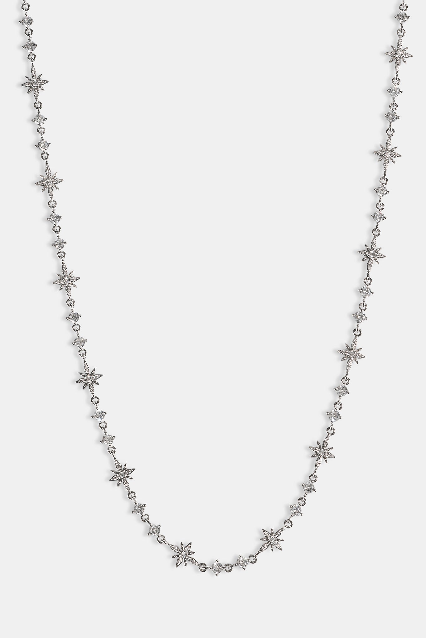Iced Multi Star & CZ Stone Chain - 6mm - White