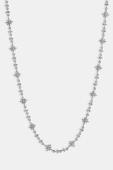 Iced Multi Star & CZ Stone Chain - 6mm - White
