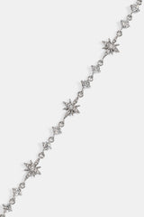 Iced Multi Star & CZ Stone Chain - 6mm - White