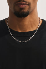 Iced Multi Star & CZ Stone Chain - 6mm - White