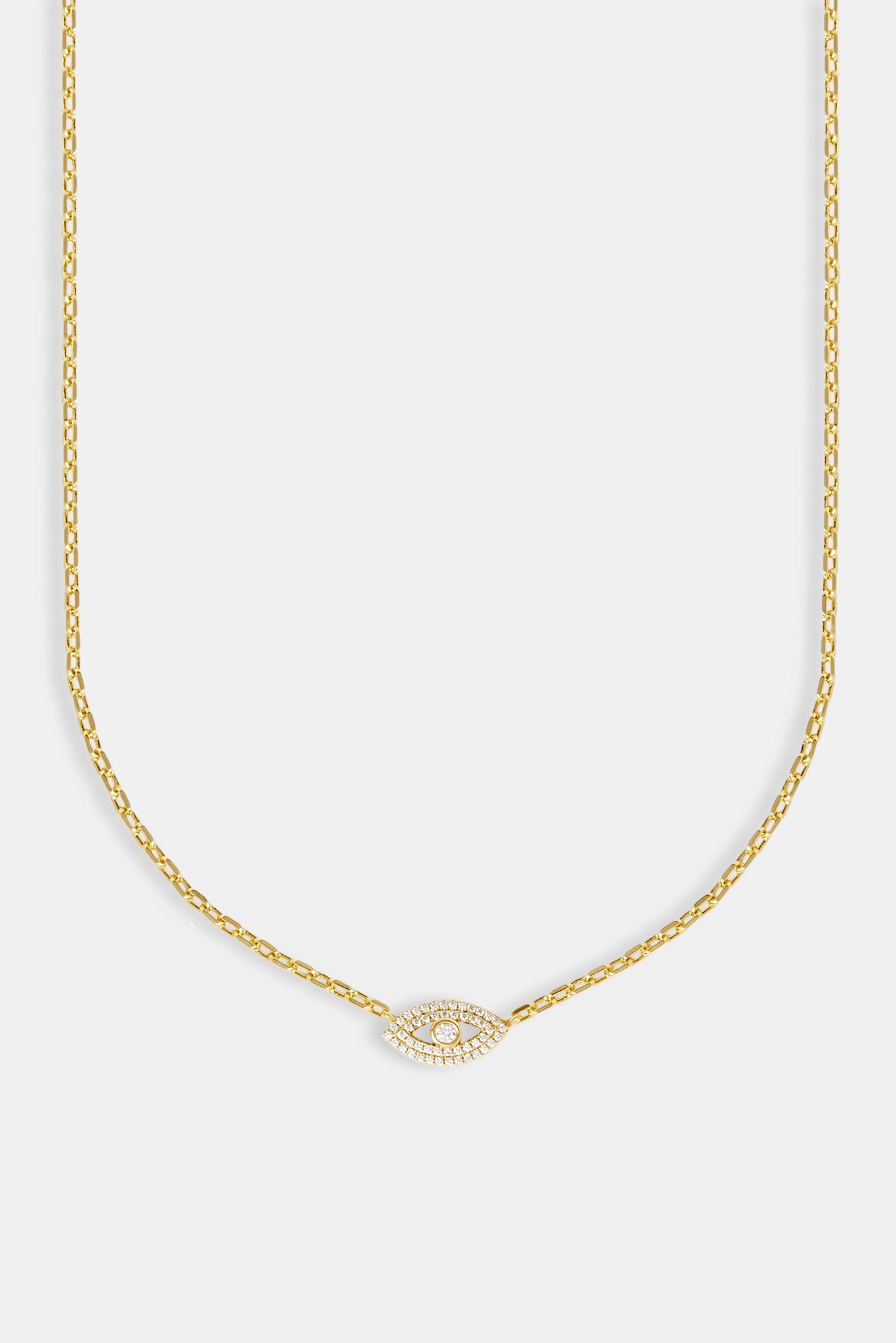 Iced Evil Eye Rolo Necklace - 8mm