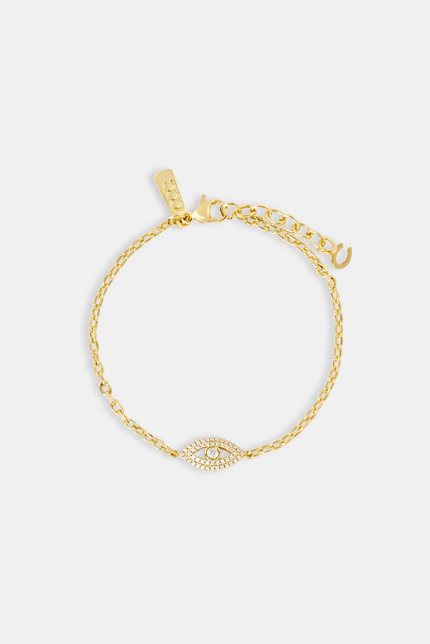 Iced Evil Eye Charm Rolo Bracelet - 8mm