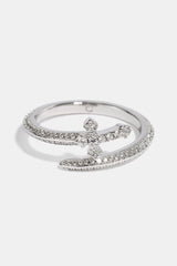 Iced Cross Wrap Ring - 10mm - White
