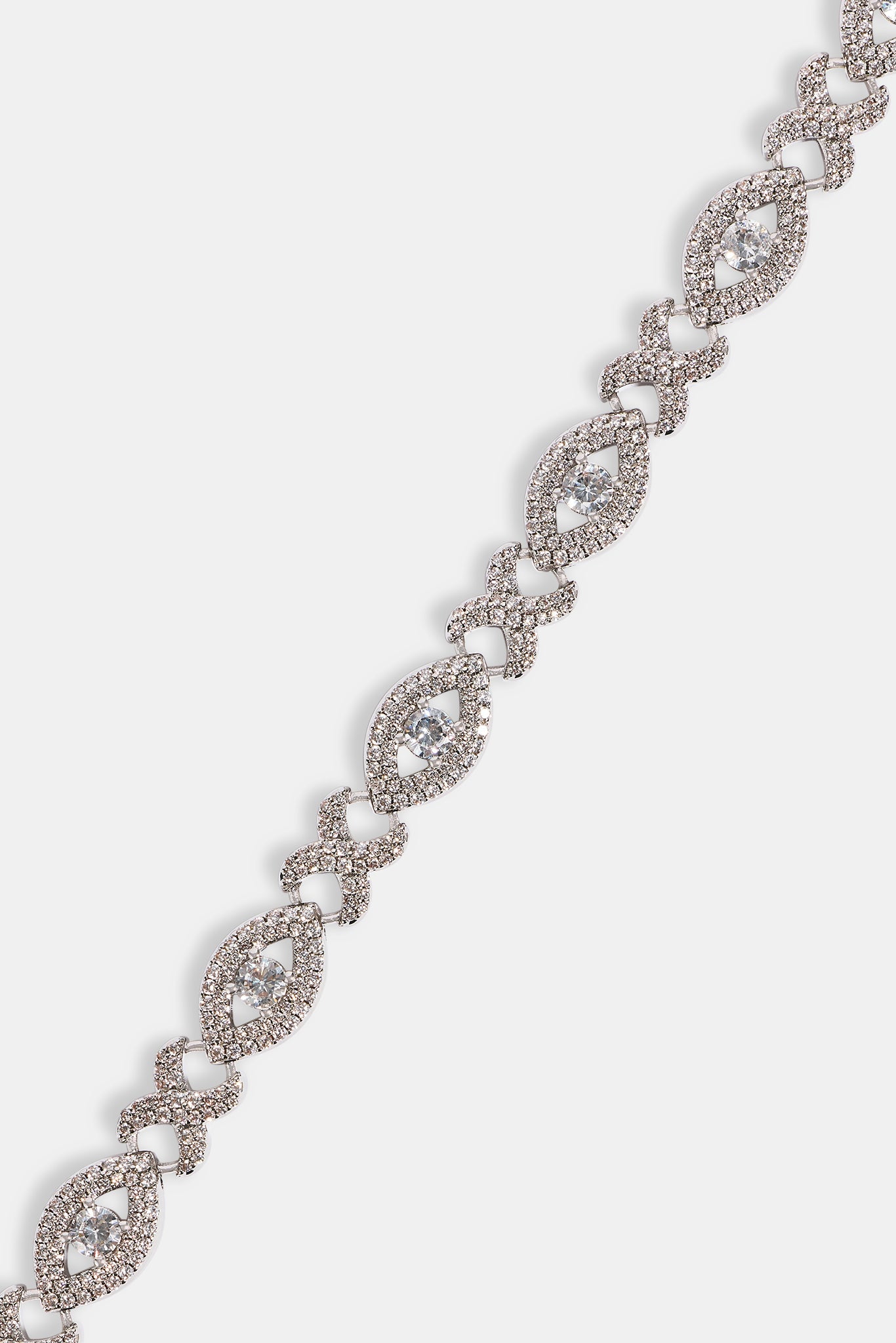 Iced Eye Infinity Link Bracelet - 8mm - White