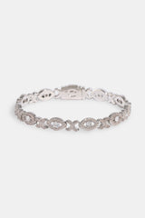 Iced Eye Infinity Link Bracelet - 8mm - White
