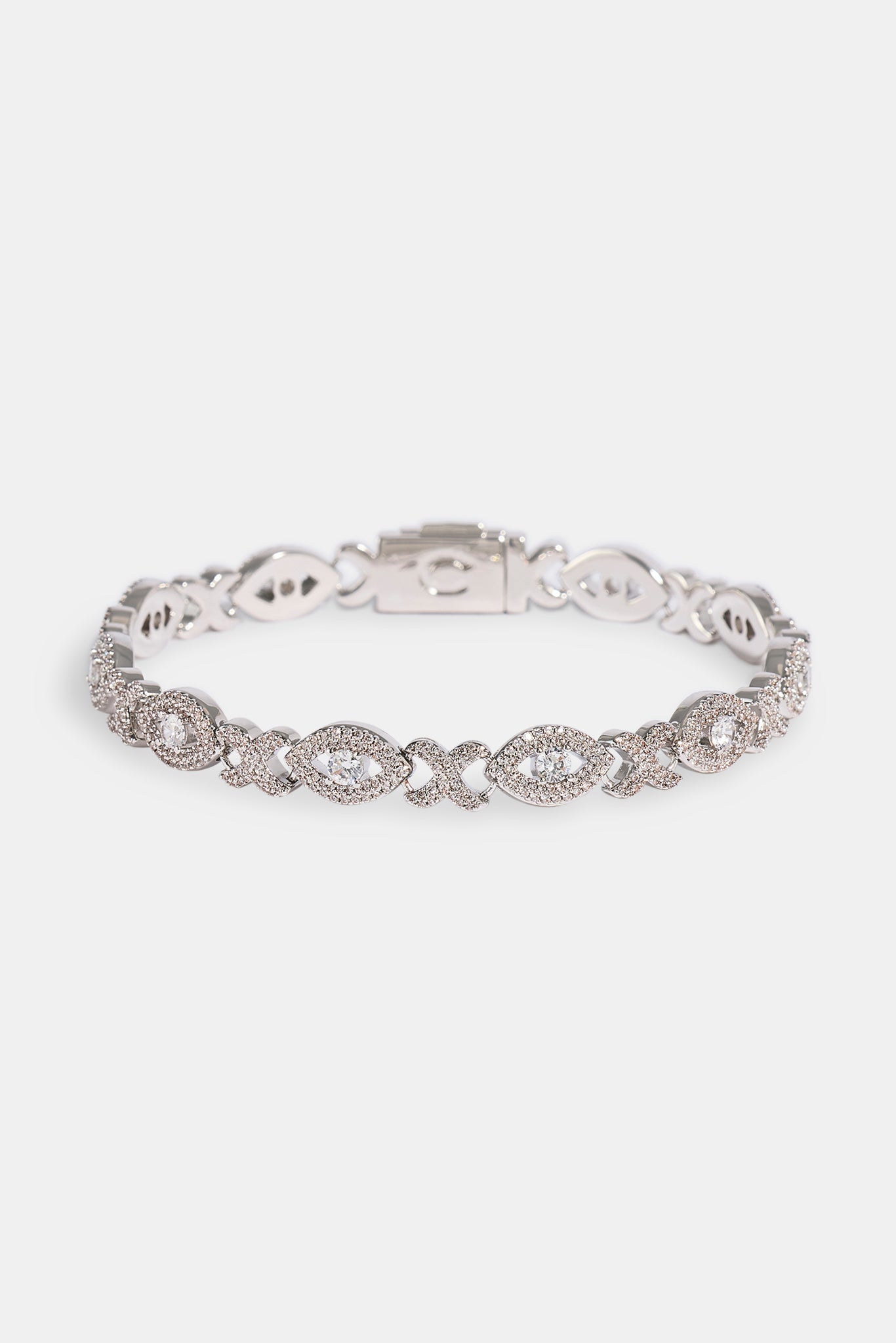 Iced Eye Infinity Link Bracelet & Chain - 8mm - White