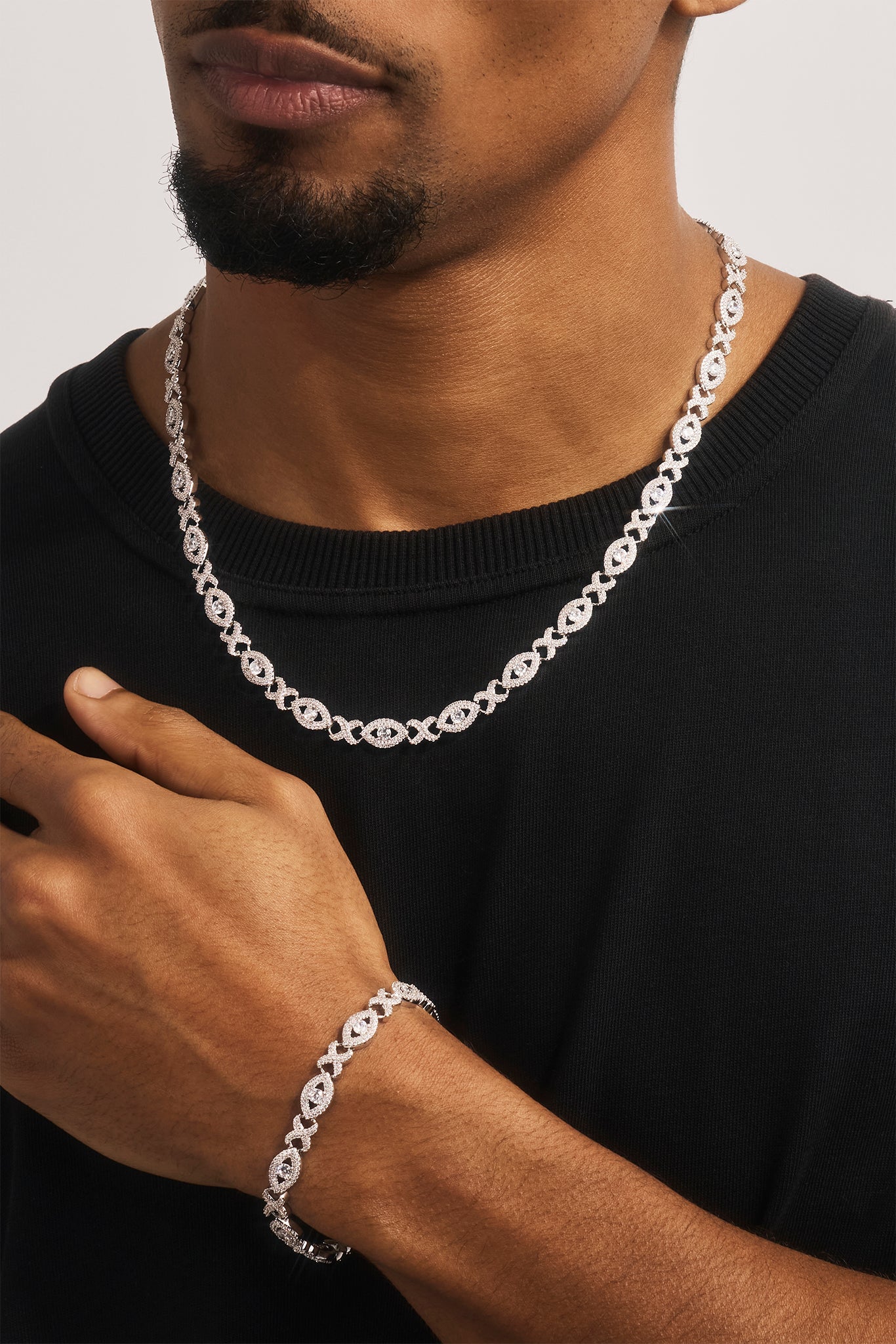Iced Mariner Link Bracelet & Chain - 6mm - White