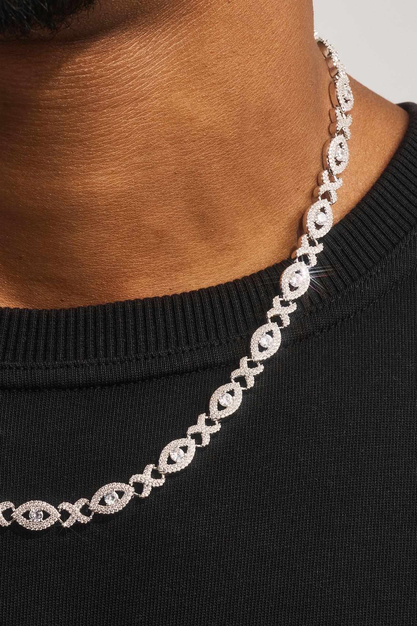 Iced Eye Infinity Link Chain - 8mm - White