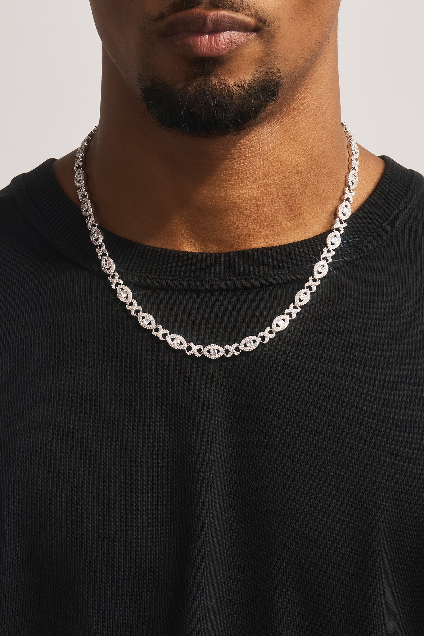 Iced Eye Infinity Link Chain - 8mm - White