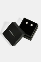 Iced Floral Stud Earrings - 8mm - White & Small Premium Gift Box