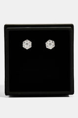 Iced Floral Stud Earrings - 8mm - White & Small Premium Gift Box