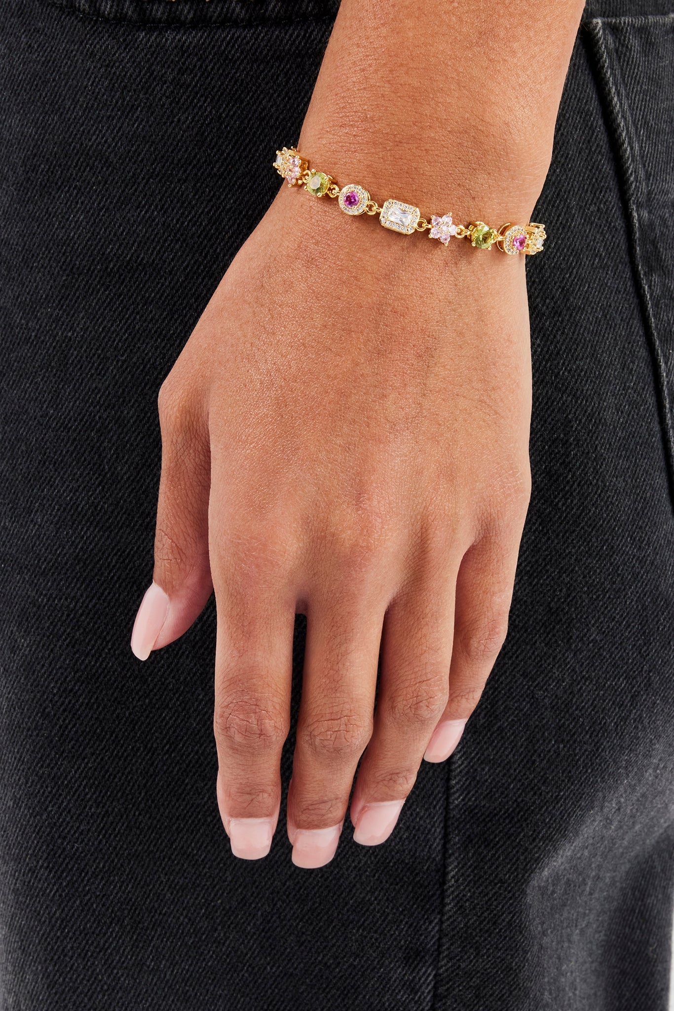 Iced Floral Multi Gemstone Bracelet - 6mm