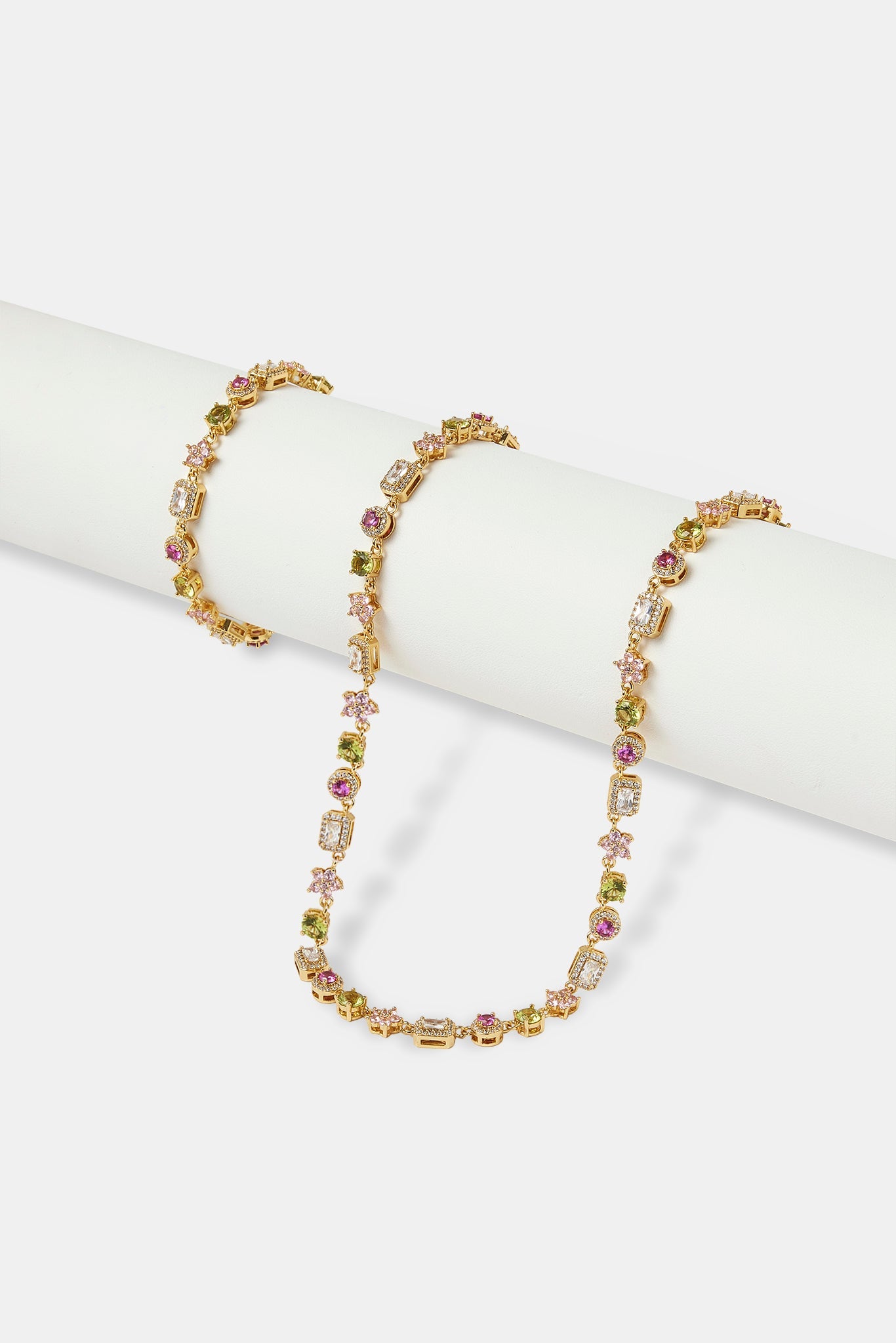 Iced Floral Multi Gemstone Chain & Bracelet - 6mm