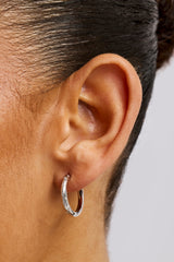 Iced Gemstone Hoop Earrings - 20mm - White