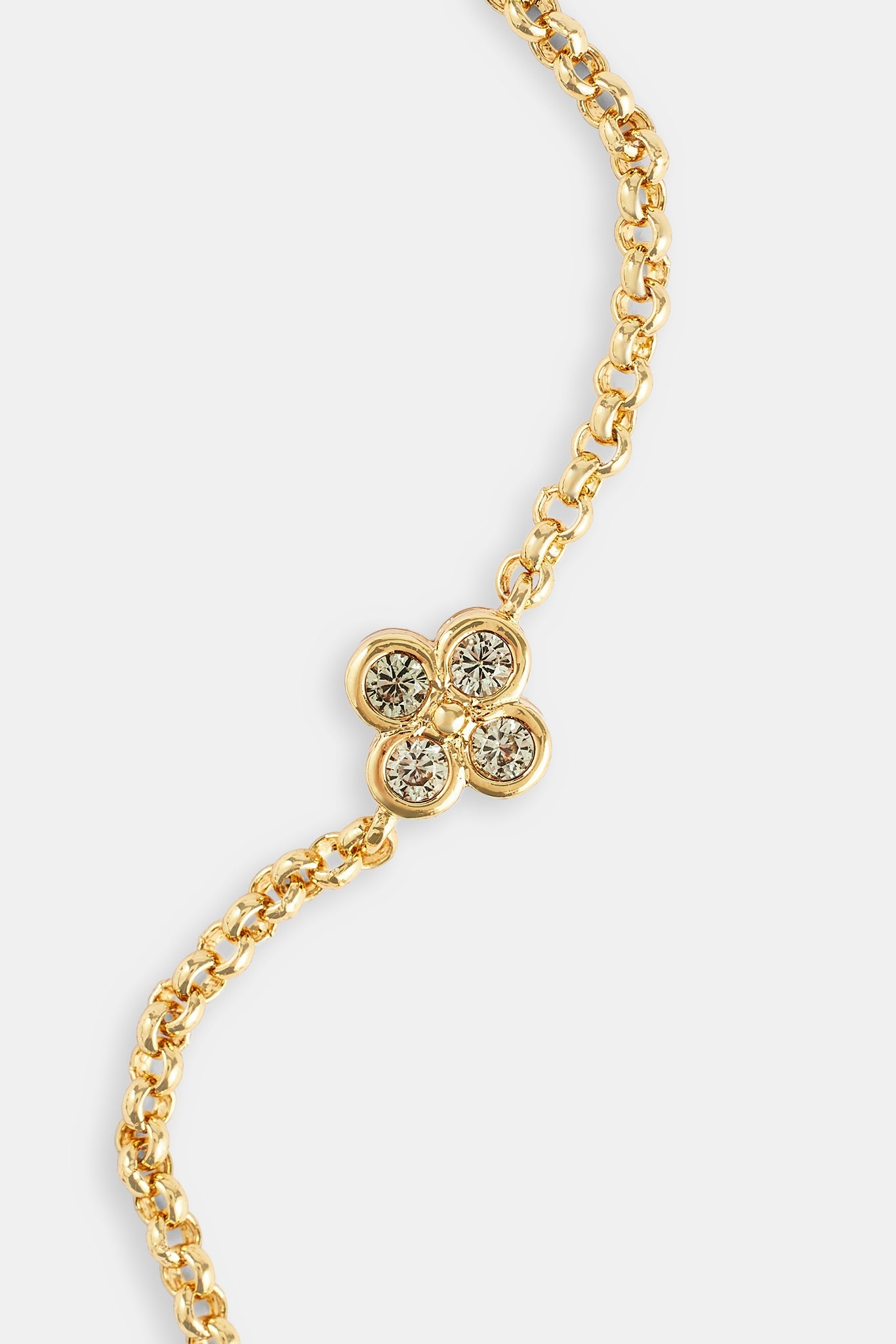 Iced Green Motif Rolo Bracelet - 6mm - Gold