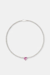 Iced Heart Drop Tennis Chain - 3mm