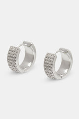 Iced Pave Hoop Earrings - 12mm - White