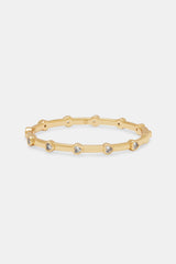 Iced Heart Gemstone Bangle - 5mm - Gold