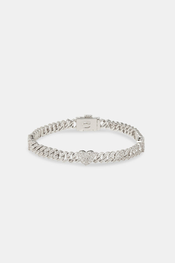 Iced Heart Cuban Bracelet - 5mm