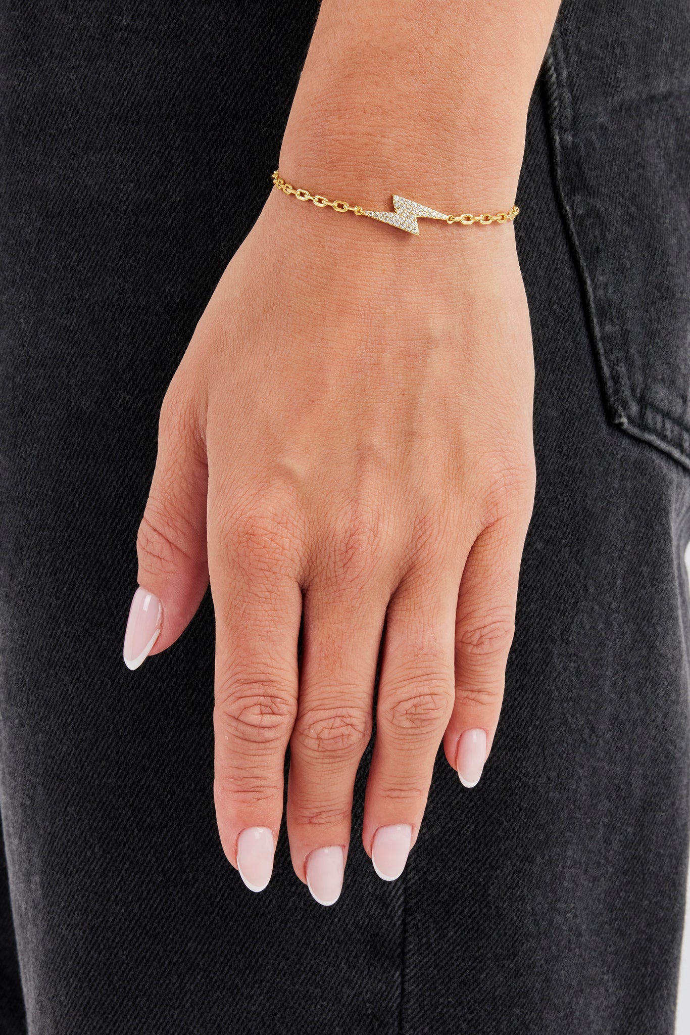 Iced Lightning Bolt Rolo Bracelet - 8mm