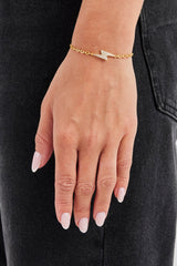 Iced Lightning Bolt Rolo Bracelet - 8mm