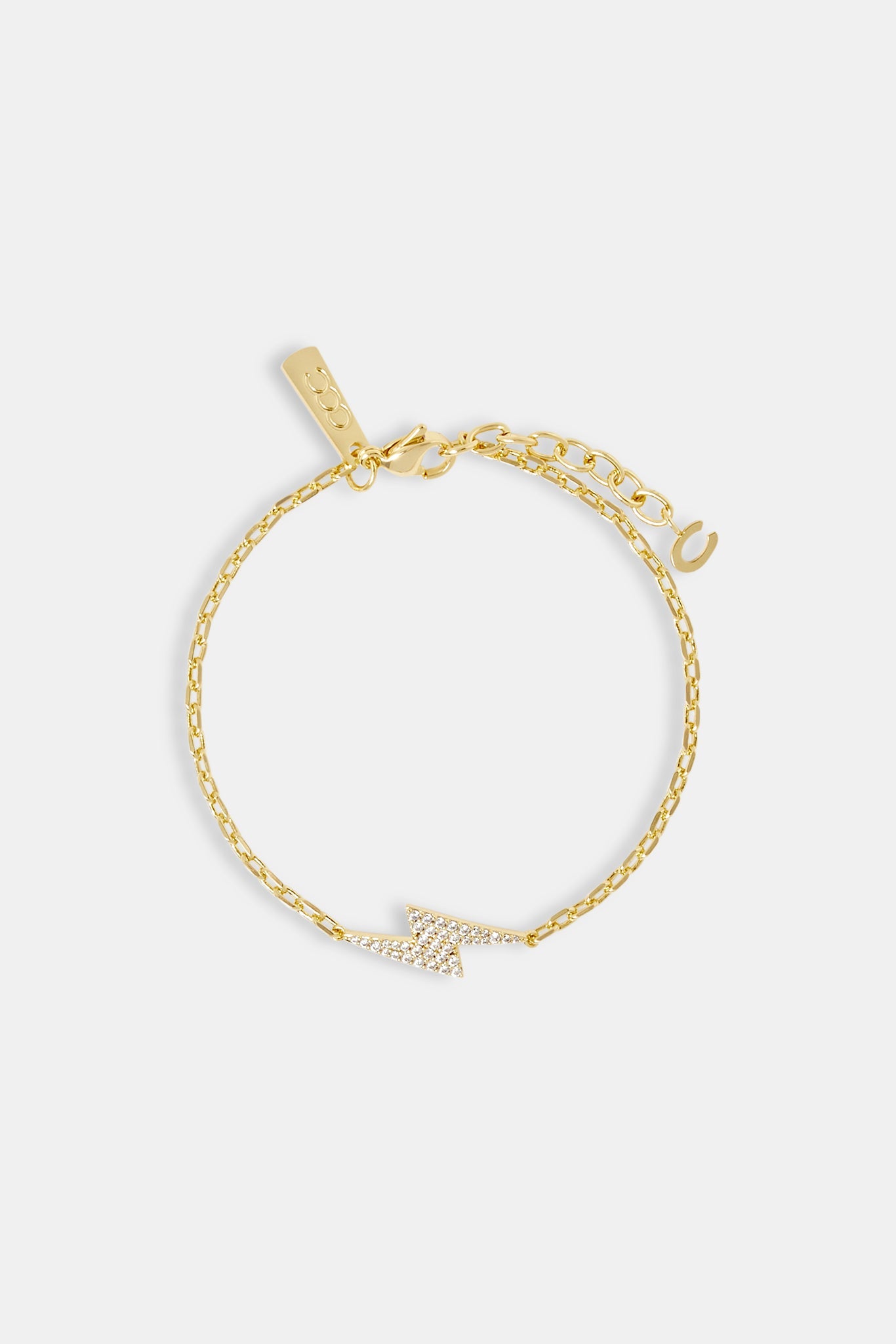 Iced Lightning Bolt Rolo Bracelet - 8mm