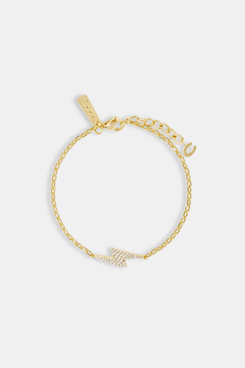 Iced Lightning Bolt Rolo Bracelet - 8mm