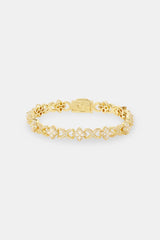 Iced Baguette Motif Infinity Bracelet - 10mm - Gold
