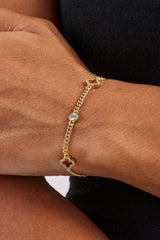 Iced Motif Outline & Gemstone Micro Cuban Bracelet - 2.5mm - Gold